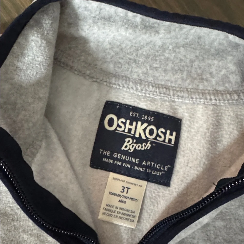 NWOT OshKosh B’gosh Navy Gray Colorblock Microfleece 1/4 Zip | 3T